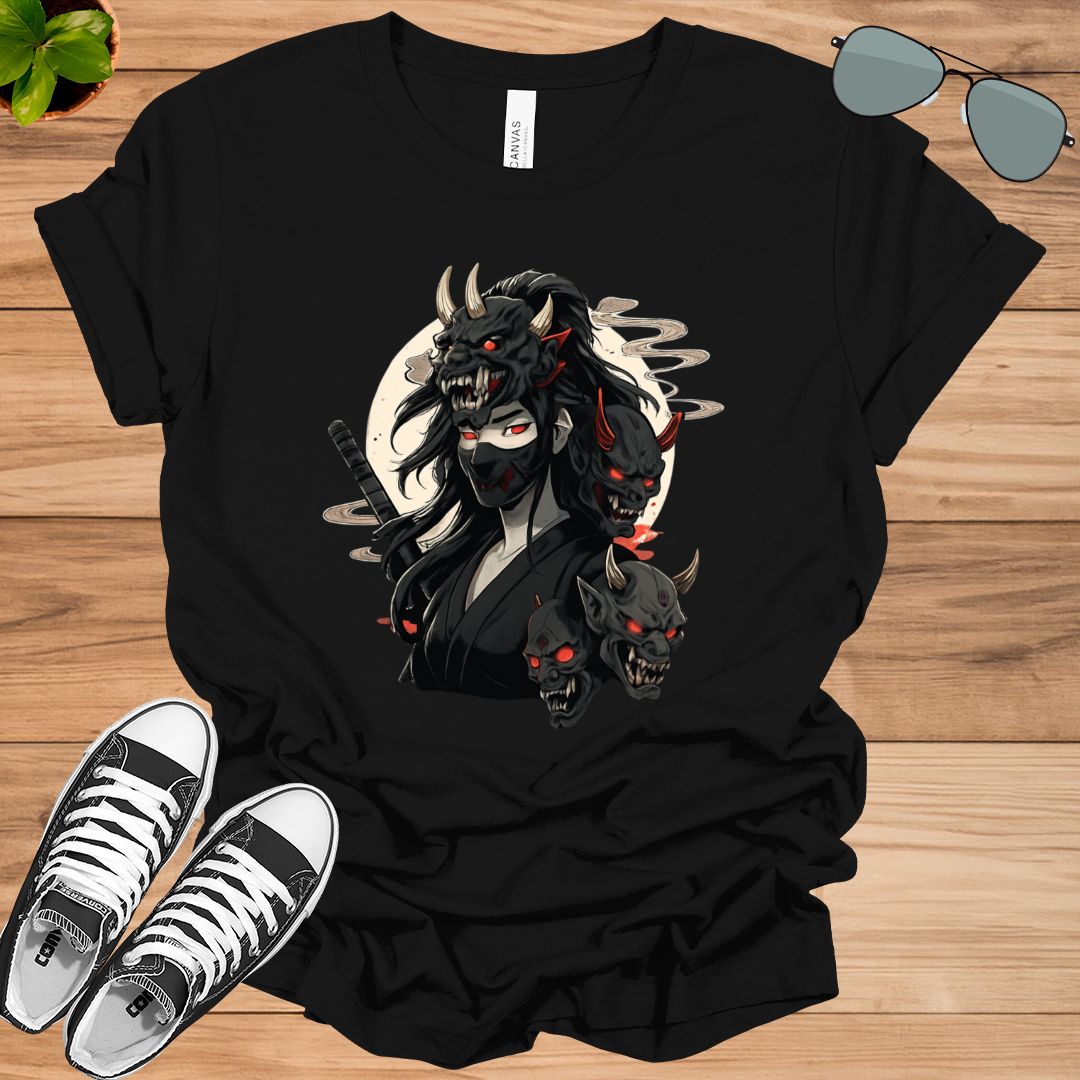 Anime Girl Gothic Waifu Japanese Kawaii Otaku Oni Mask T-Shirt