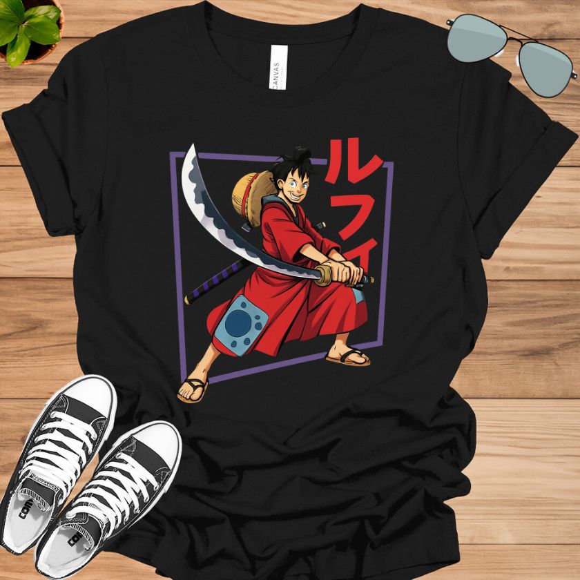 One Piece Luffy Wano T-Shirt | Anime Costume Illustration Tee