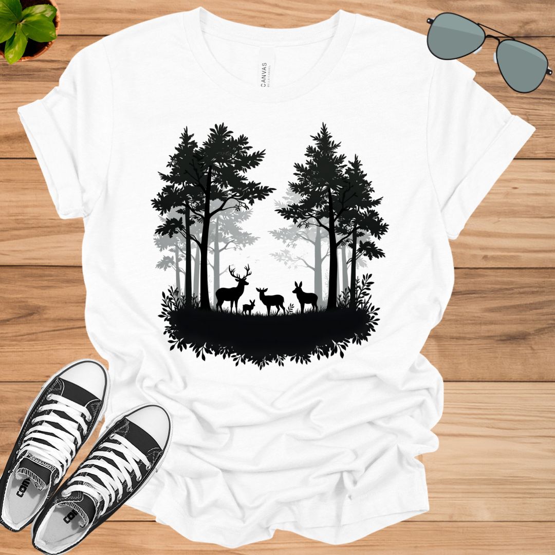 Nature Forest Deer, Double Exposure Deer Tee, Nature Tee, Unisex T-Shirt