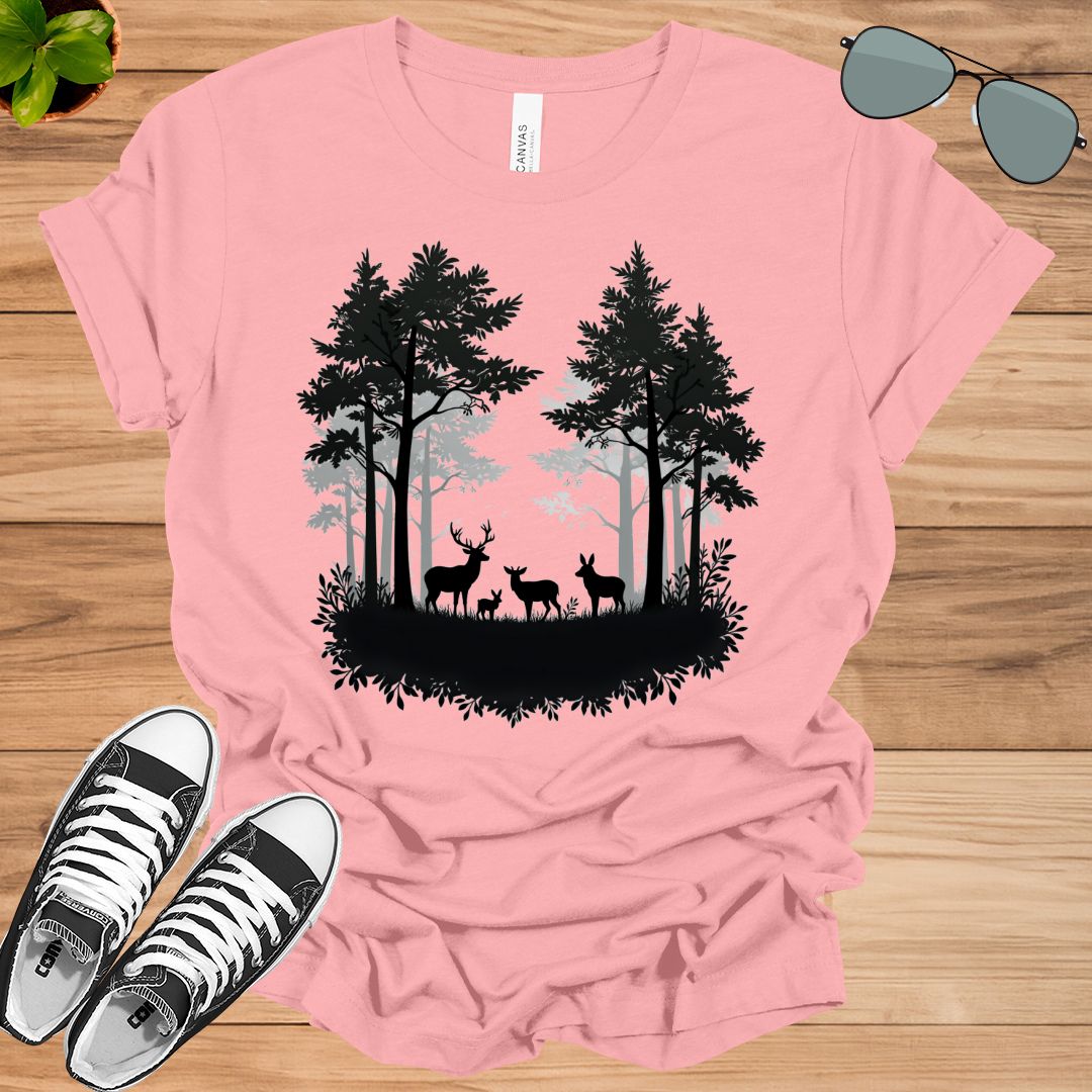Nature Forest Deer, Double Exposure Deer Tee, Nature Tee, Unisex T-Shirt