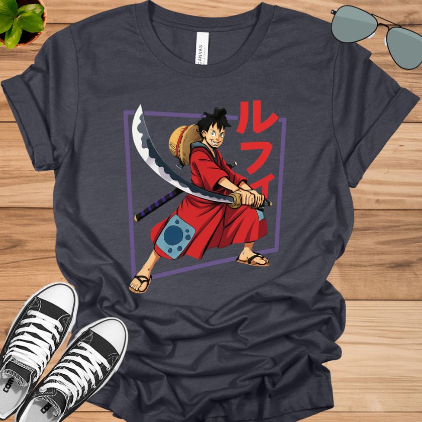 One Piece Luffy Wano T-Shirt | Anime Costume Illustration Tee