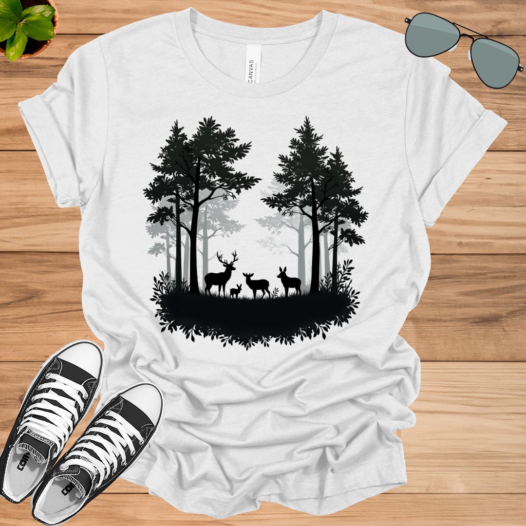 Nature Forest Deer, Double Exposure Deer Tee, Nature Tee, Unisex T-Shirt
