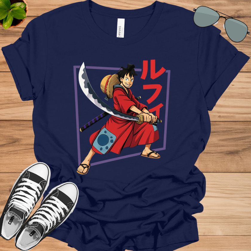 One Piece Luffy Wano T-Shirt | Anime Costume Illustration Tee