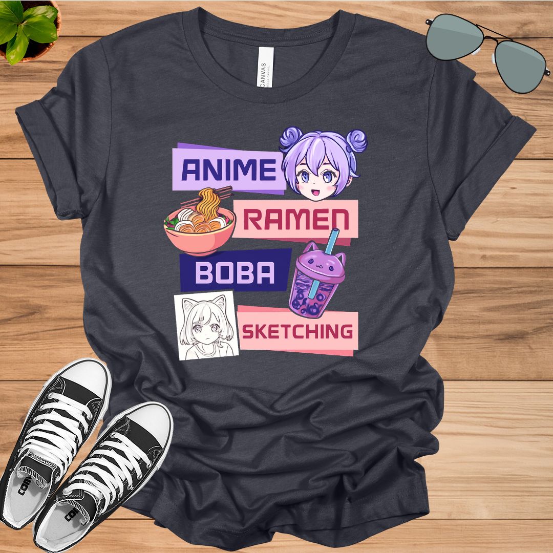 Anime Girl with Ramen &amp; Boba Tea Unisex t-shirt