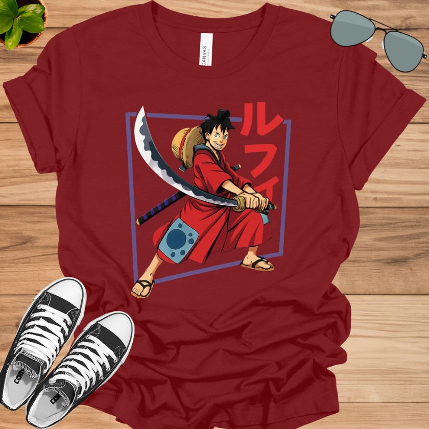 One Piece Luffy Wano T-Shirt | Anime Costume Illustration Tee