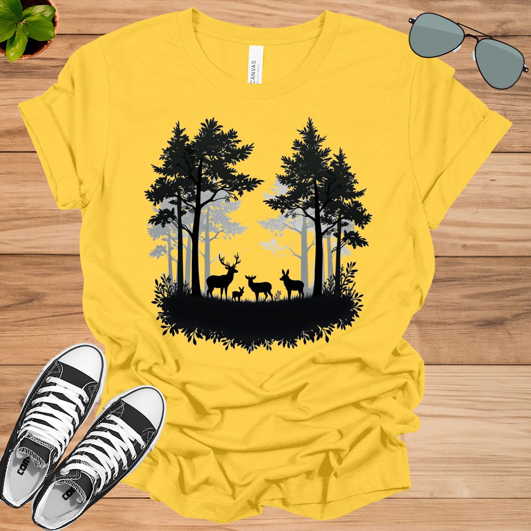 Nature Forest Deer, Double Exposure Deer Tee, Nature Tee, Unisex T-Shirt