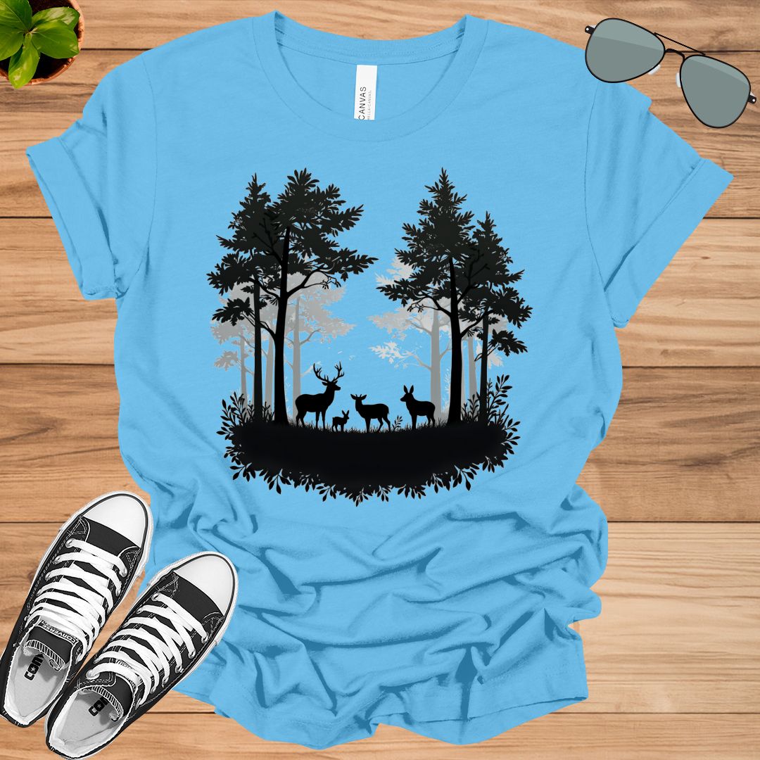 Nature Forest Deer, Double Exposure Deer Tee, Nature Tee, Unisex T-Shirt