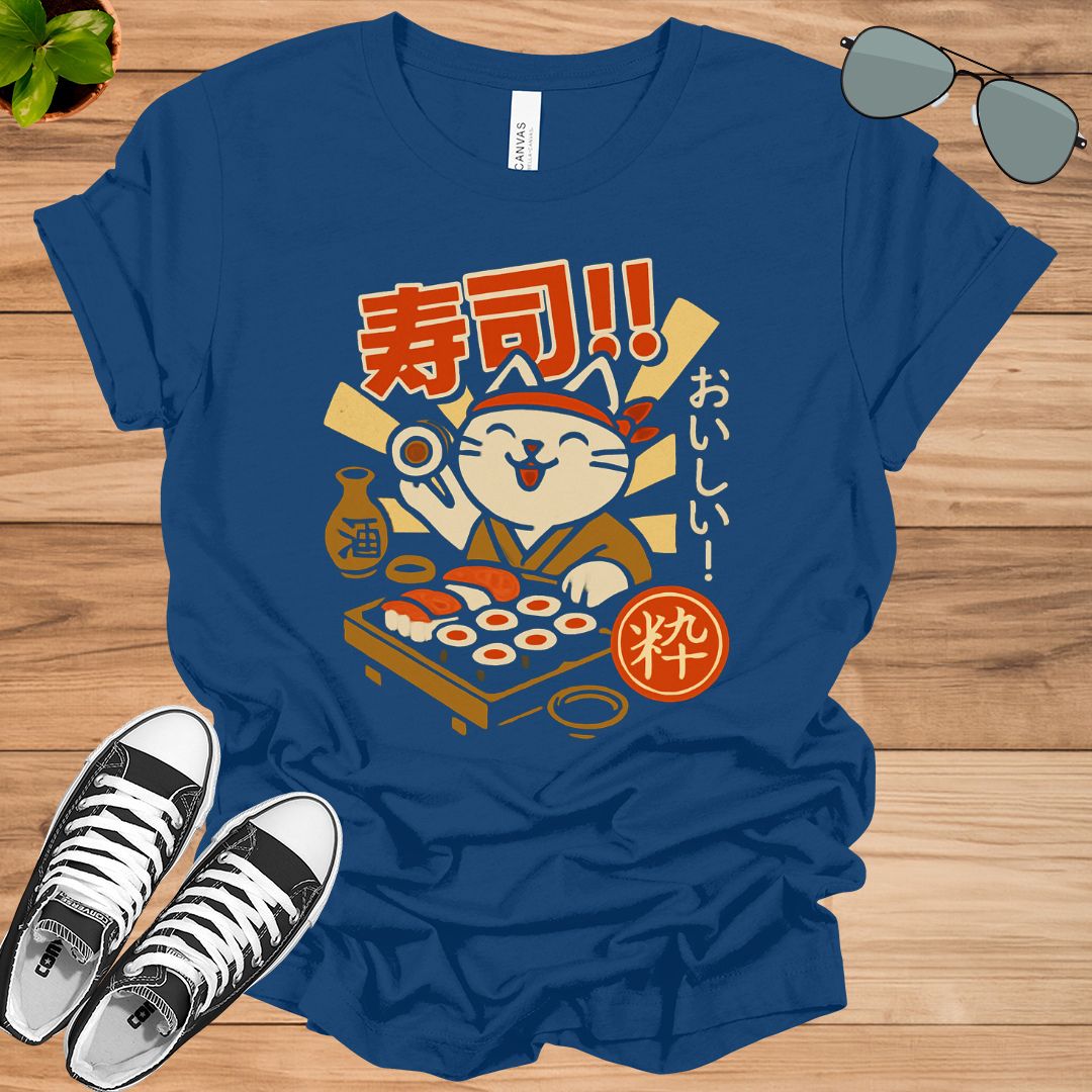 Kawaii Japan Cat T-Shirt – Sushi &amp; Ramen Foodie Neko Anime Tee