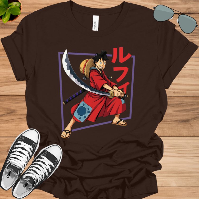 One Piece Luffy Wano T-Shirt | Anime Costume Illustration Tee