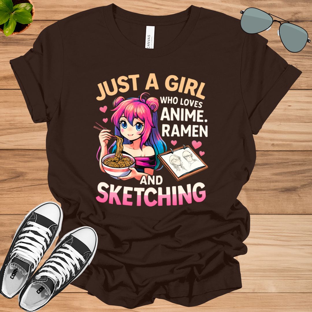 Just A Girl Who Loves Anime Ramen And Sketching Unisex t-shirt