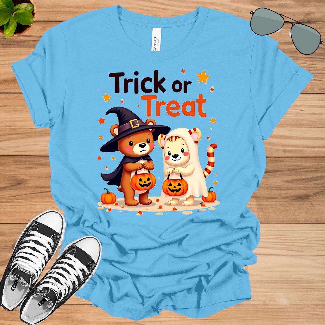 Comfort Colors Retro Halloween Trick Or Treat Winnie The Pooh And Tigger Unisex t-shirt - tee1spread