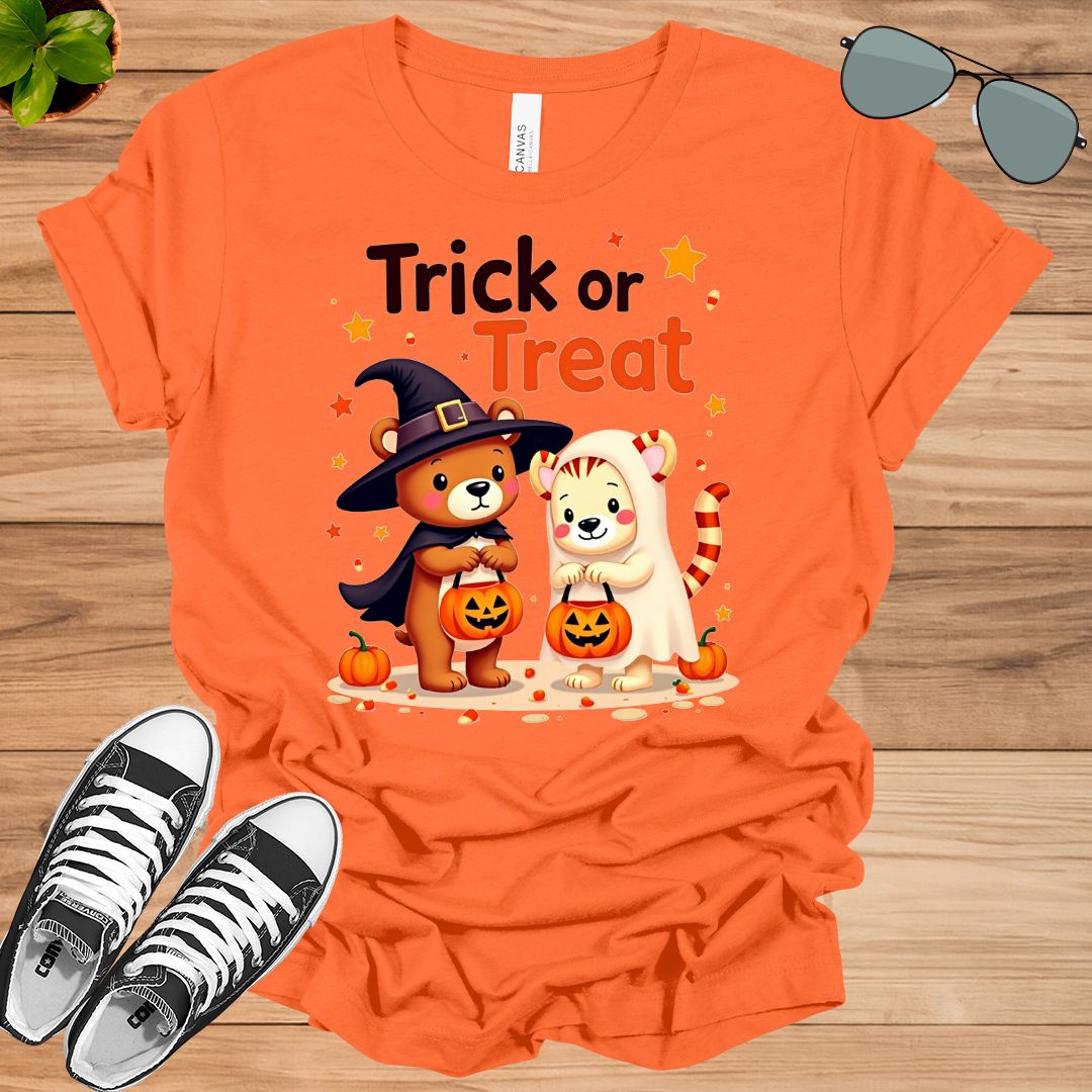 Comfort Colors Retro Halloween Trick Or Treat Winnie The Pooh And Tigger Unisex t-shirt - tee1spread