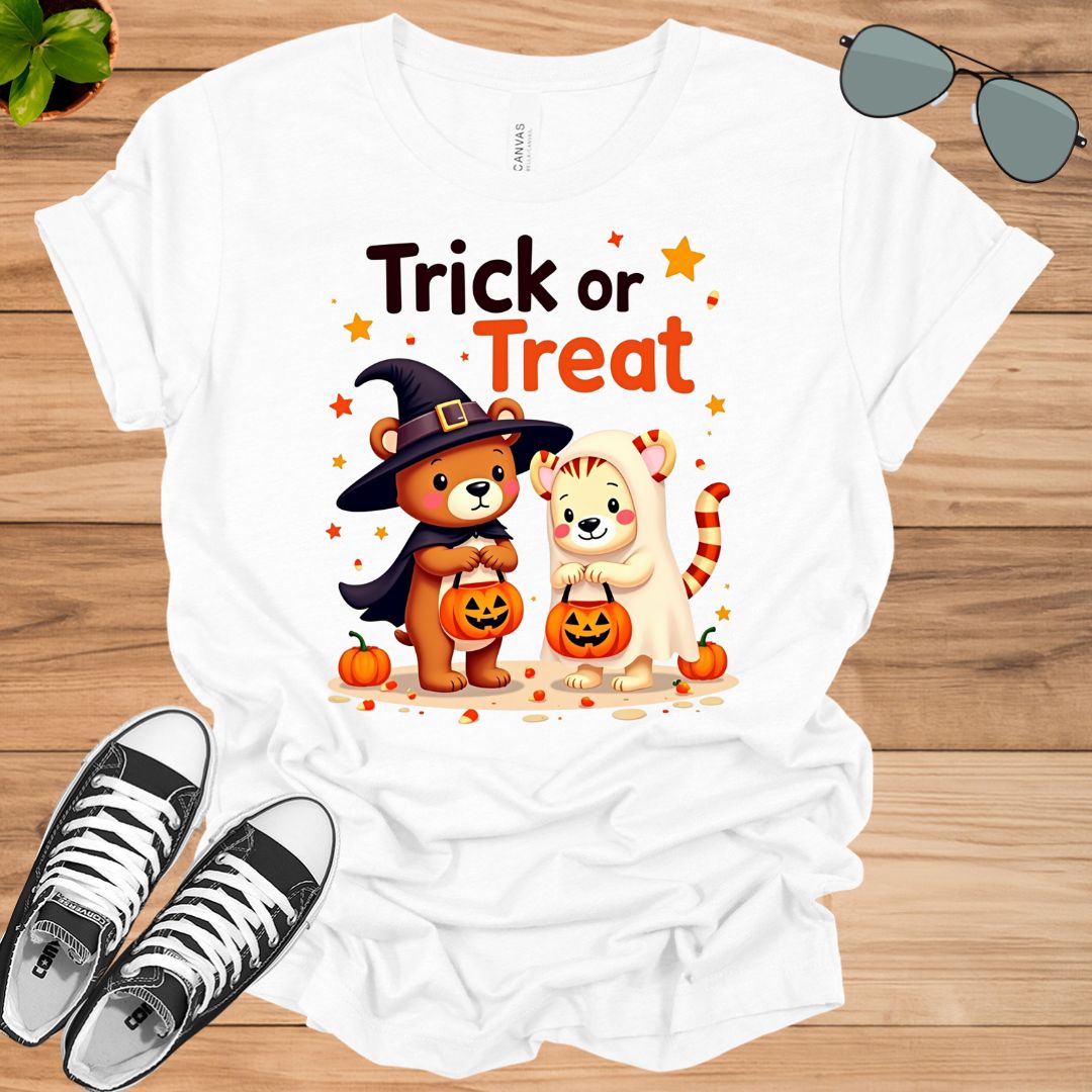 Comfort Colors Retro Halloween Trick Or Treat Winnie The Pooh And Tigger Unisex t-shirt - tee1spread